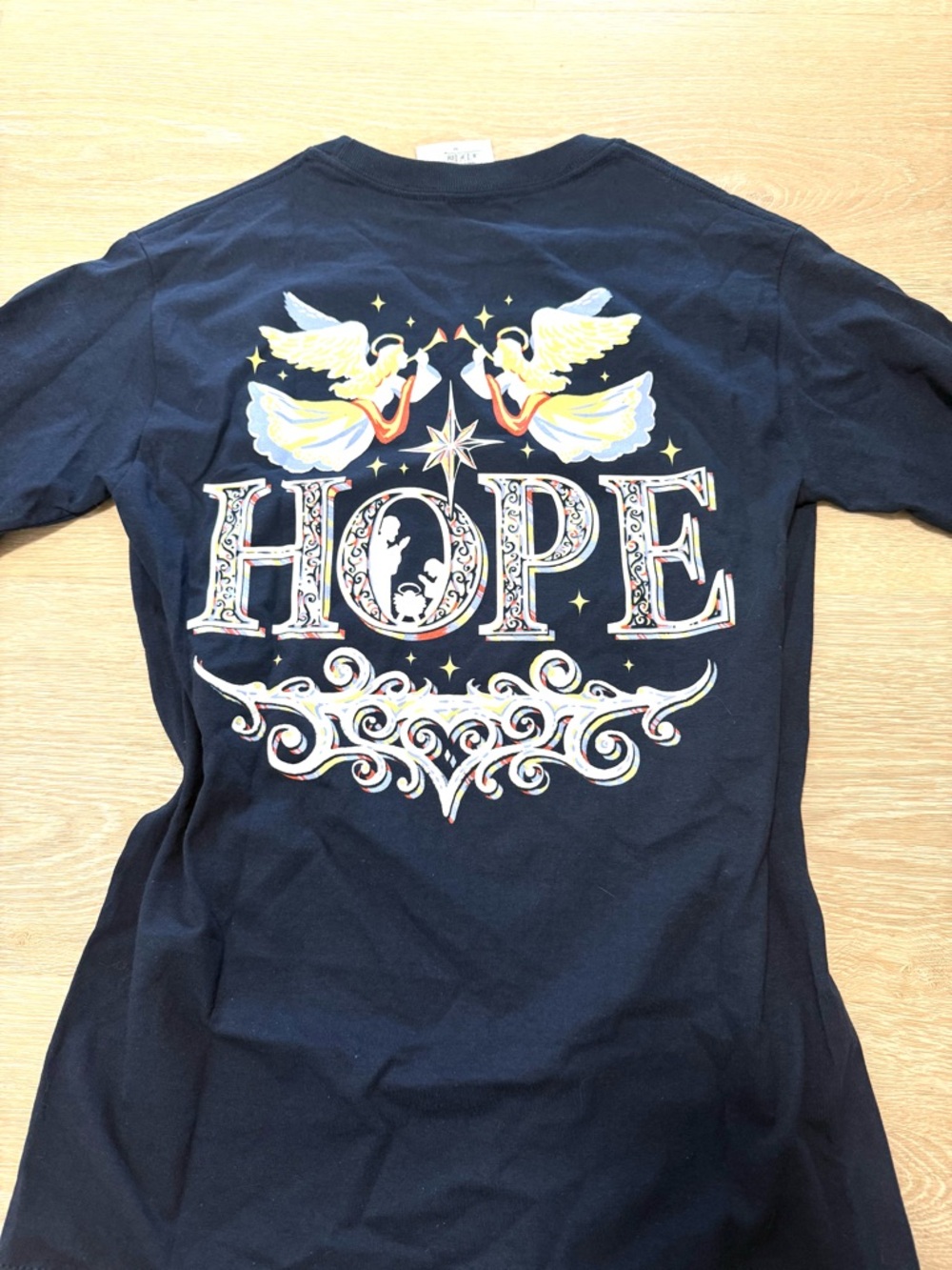 Southern Attitude Navy Long Sleeve Hope Angel Graphic T-Shirt Small 270